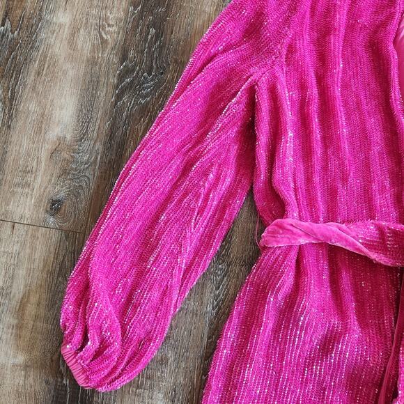 Retrofete Gabrielle Robe Dress in Hot Pink Sequins Size XS NWT - Picture 5 of 12